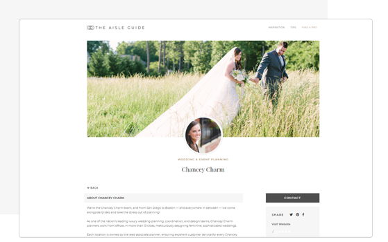 Chancey Charm Wedding Planning business listing in The Aisle Guide Marketplace